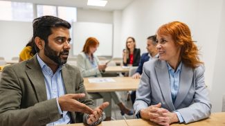 Businessman explaining business strategy during meeting