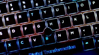 Digital Transformation concept - laptop computer keys