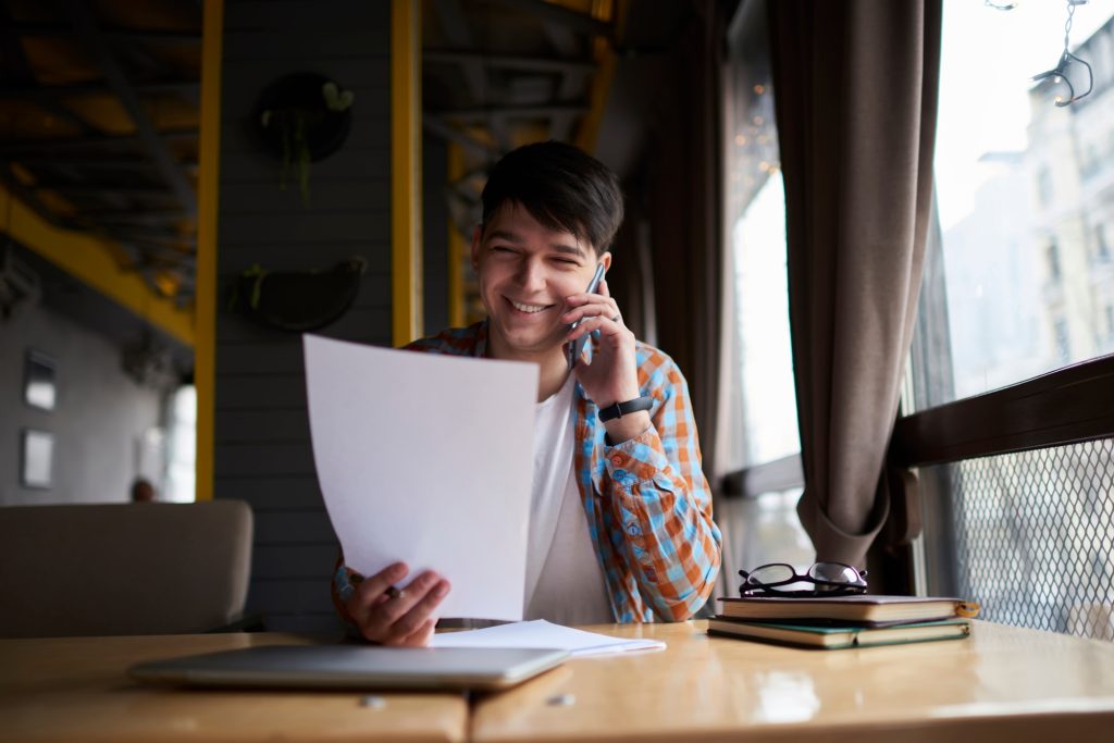 Man owner works on small business project